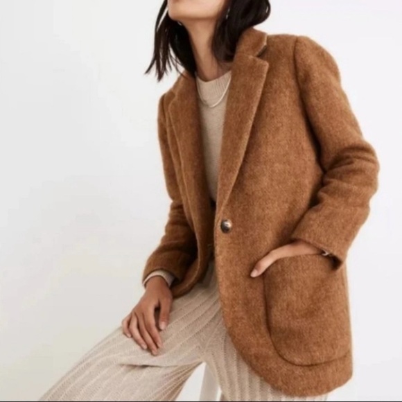 Madewell Jackets & Blazers - NWT Madewell Boucle Larsen Blazer Jacket Toffee Melange XL